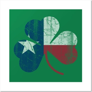 Texas Flag Shamrock Irish St Patricks Day Posters and Art